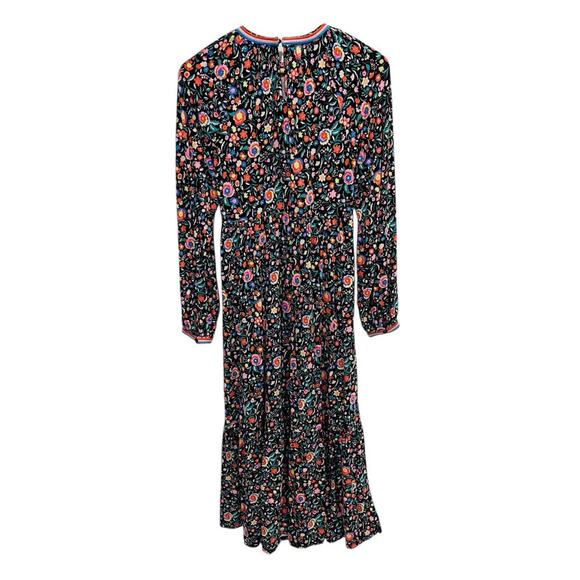 Boden Floral Jersey Maxi Dress Long Sleeve Embroidered Neck Line 6R NWT - Picture 2 of 10